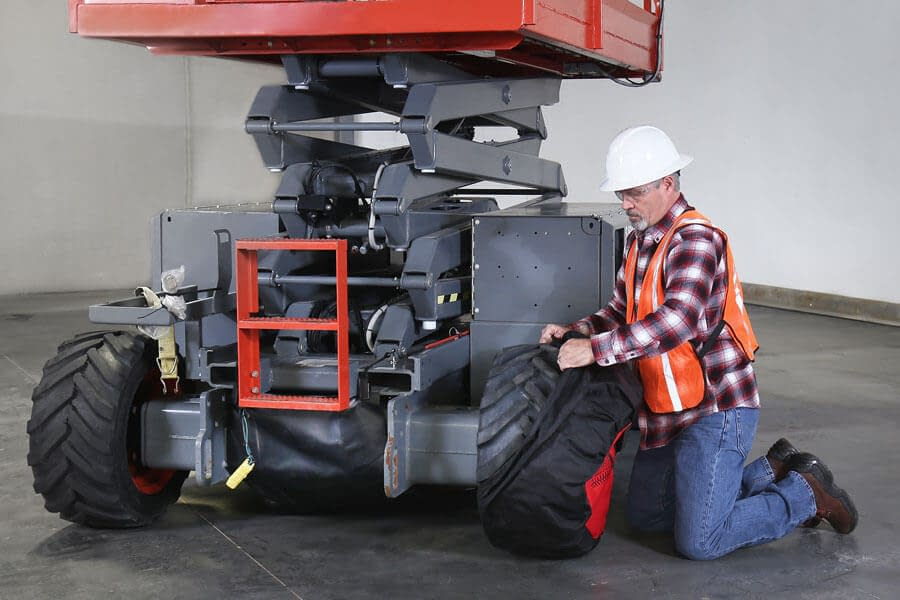 Tiresocks, Protect finished flooring from rubber tire scuff marks.